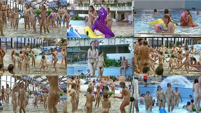 Europäisches FKK-Video im Wasserpark mit Schwimmbad Europäisches FKK-Video im Wasserpark mit Schwimmbad